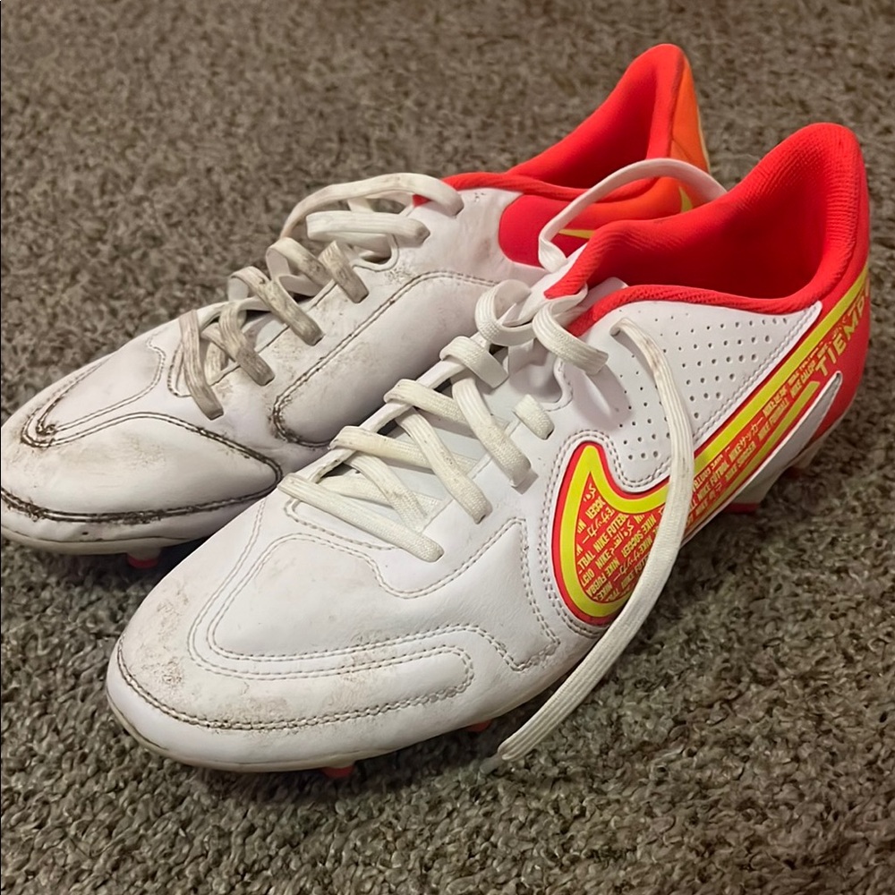 Nike White and Red Soccer Cleats